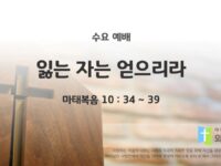 2025년 10월 01일 수요 예배: 잃는 자는 얻으리라/마태복음 10 : 34 ~ 39