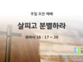 2025년 06월 22일 주일 예배: 살피고 분별하라
