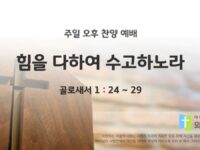 2025년 05월 11일 찬양 예배 : 힘을 다하여 수고하노라