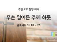 2025년 07월 20일 찬양 예배 : 무슨 일이든 주께 하듯